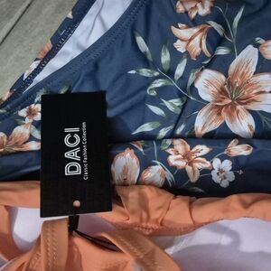 DACI Floral Navy & Peach Two-Piece Swim Set